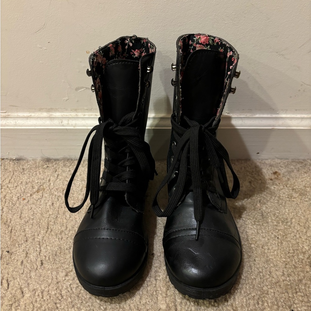 black boots w floral interior